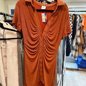 Rust Button-Up shimmer dress